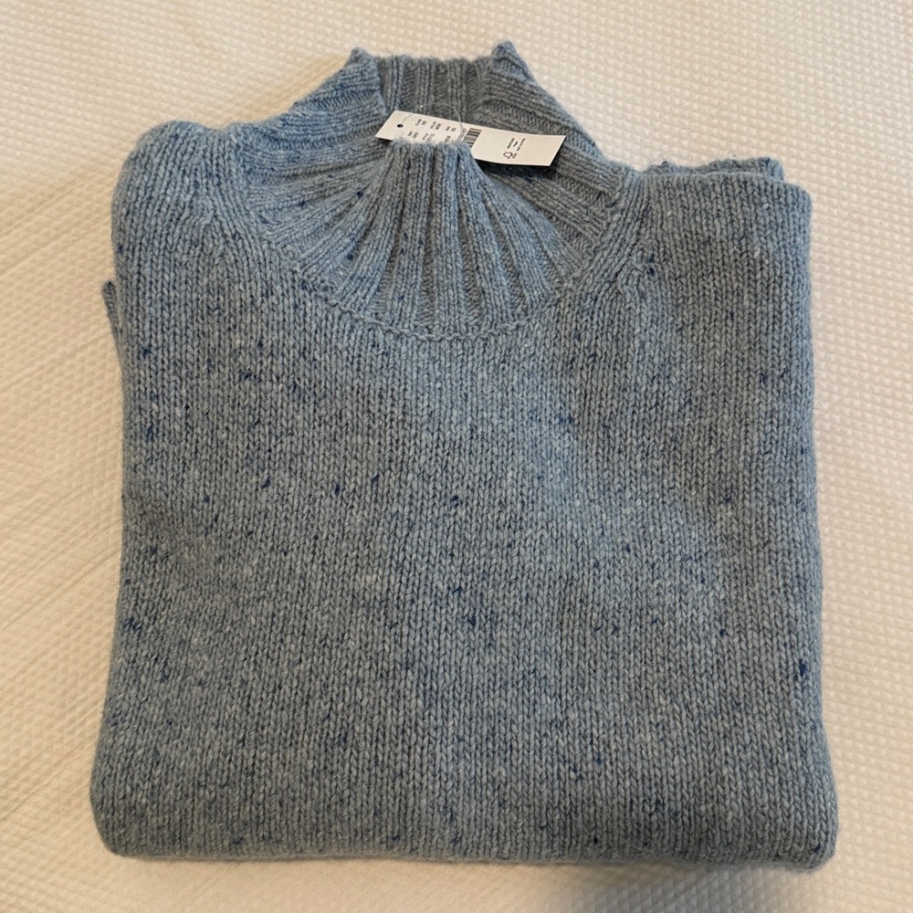J.Crew Marled Light Blue Women's Merino Wool Sweater